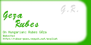 geza rubes business card