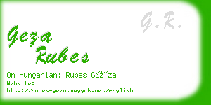 geza rubes business card